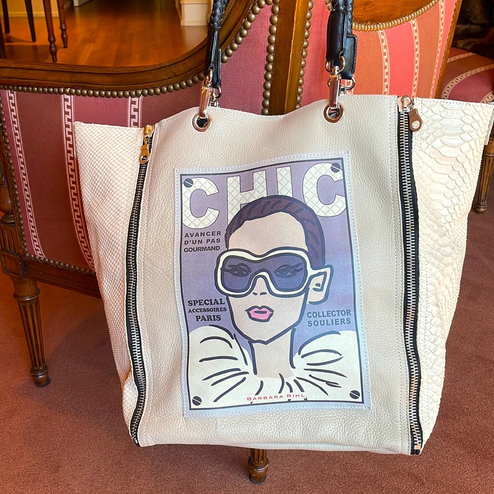 BARBARA RIHL light taupe & beige tote bag, never used